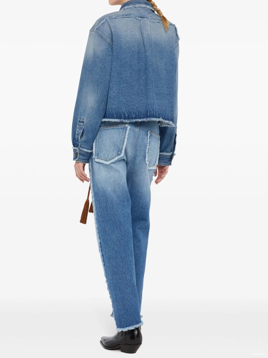 Affordable Alanui frayed denim cropped jacket Women 0710